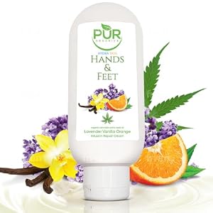 PUR ORGANICS Hands & Feet Cream Certified Organic Cold pressed Hempseed oil, Lavender Vanilla & Orange Vegan & Natural moisturizing infusion for dry skin 177ml