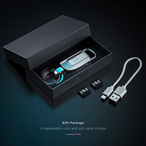 Encendedor USB eléctrico con llavero plateado miniatura 4