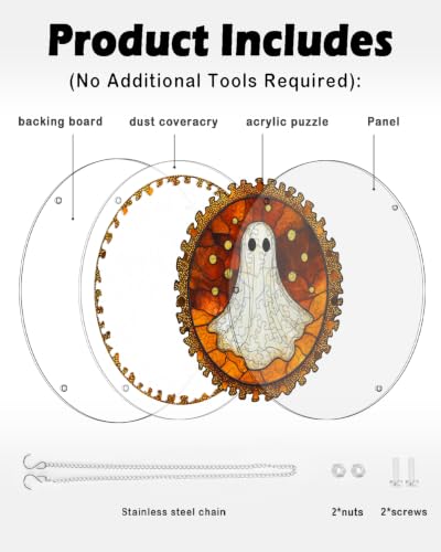 Image of Acrylic Jigsaw Puzzle Suncatcher Halloween Ghost Adult Puzzles Gifts 6.3 inch