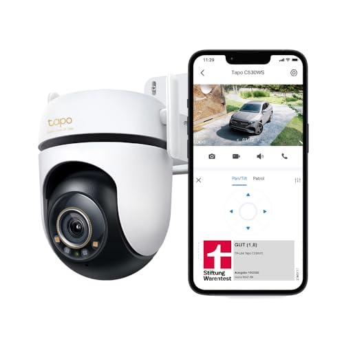 Tapo C530WS 360° Überwachungskamera Außen, 3K 5MP, Starlight Farbe Nachtsicht, KI-Erkennung, Bewegungsverfolgung, WLAN oder Ethernet, microSD-Karte bis zu 512 GB