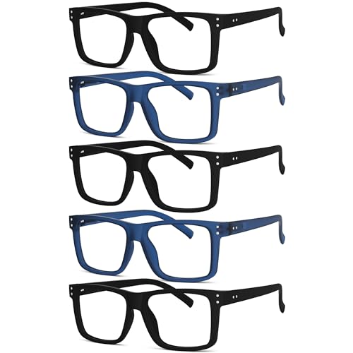 Image of Eyekepper 0.25 Reading Glasses Men,Oversized Readers Women,3 Black & 2 Blue