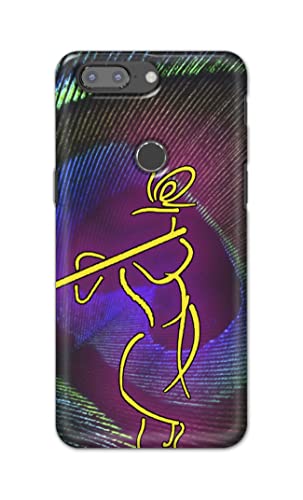 Image of PRINTFIDAA Lord Krishna On Peacock Feather Hard Back Cover for OnePlus 5T Back Cover -(P6) KAT1007