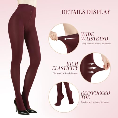 Image of MANZI Women's Solid Color Semi Opaque Footed Tights Soft Stretch Pantyhose