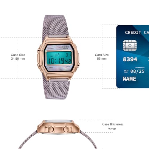 Image of Sonata Poze 8 Quartz Digital with Pink Dial Pink Mesh Strap Watch for Women - SP80170WM01W