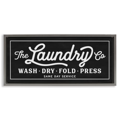 Vintage Laundry Cursive Typography, 13 x 30 Inch Canvas in Floater Frame
