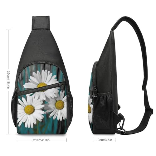 Mochila tipo sling Daisy Flowers blanca con diseño floral miniatura 2