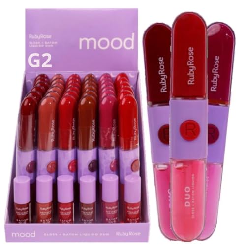 Batom e Gloss Líquido Duo LD07 HBF5697 Ruby Rose