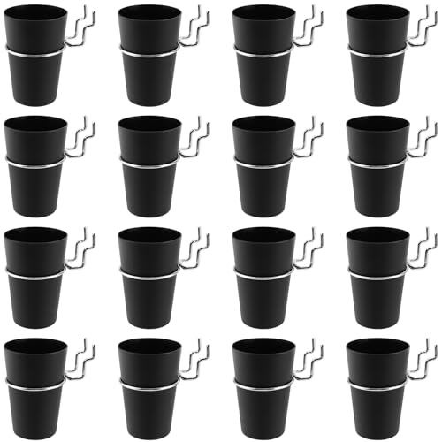 TAICHEUT 16 Set Pegboard Hooks with Pegboard Cups, Black Pegboard Bins with Ring, Pegboard Cup Holder Accessories for Office Organizing Storage Tools