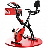 HOMCOM Cyclette Pieghevole 2 in 1 Resistenza Magnetica Regolabile Rosso