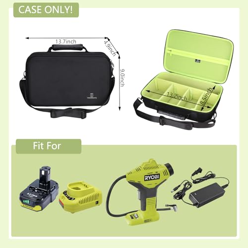 Image of Tourmate Hard Storage Case for RYOBI P737 18-Volt ONE+ Portable Cordless Power Inflator,Ryobi PSBIW25 Impact Wrench - Travel Case for AutoJoe Rapid Inflator (Only Case) (Green, M)