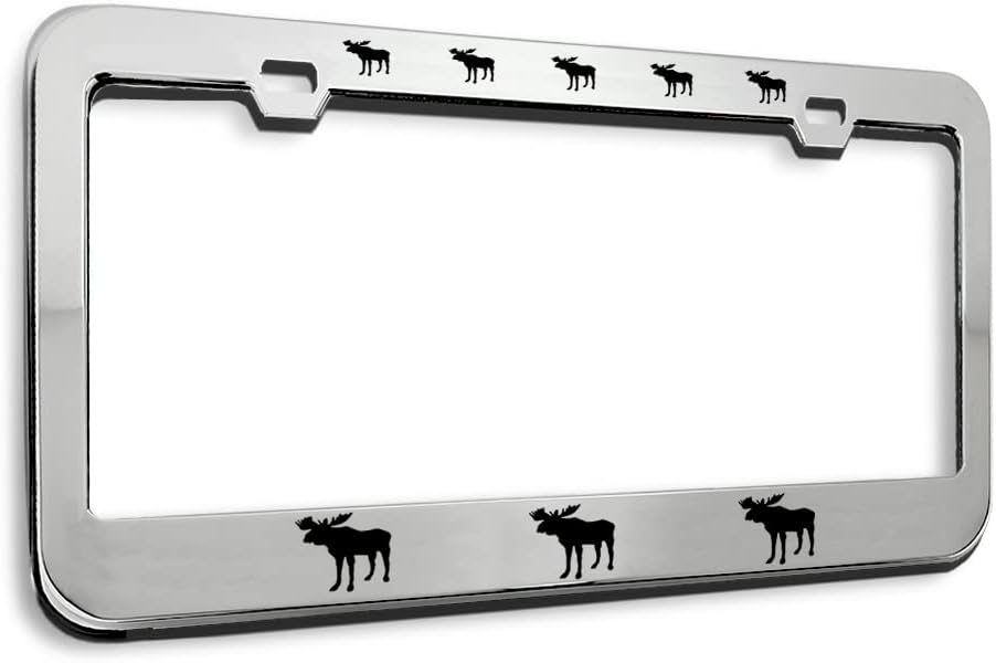 Metal License Plate Frame Moose Animal Metal Tag Holder Car Accessories Stainless Steel 2 Holes 1 Frame