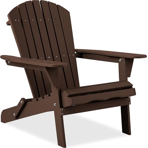 Best Choice Products Folding Adirondack Chair Outdoor Wooden Accent Furniture Fire Pit Lounge Chairs for Yard