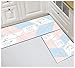 GOLYFEA Zestaw antypoślizgowych dywanów kuchennych w stylu nordyckim, nadaje się do prania w pralce, geometryczna wycieraczka do pralki, 11-50 x 80 + 50 x 120 cm