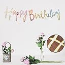 AMFIN (Pack of 1) Happy Birthday Party Cursive Glitter Banner - Multi gallery image