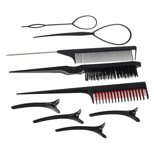 Beaupretty 1 セット セット 理髪ツールセット はねた スタイリングコーム ポケットコーム 調節可能な下着 漏れ防止下着 拡大鏡 ポインテッドテールコーム Black プラスチック、金属