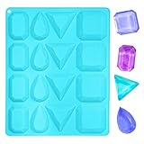 Koluti Crystal Candy DIY Making Silicone Mold 16 Cavities, Gummy Candies Gem Diamond Chocolate Baking Mold Nonstick and BPA Free, Dishwasher and Oven Safe, Blue