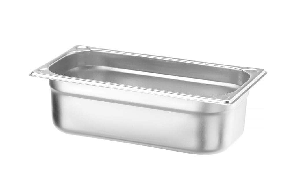 HENDI Contenitore Gastronorm GN 1/3, Kitchen Line, resistenza termica -40 °C a 250 °C, adatto a forno e bagnomaria, 4L, 325x176x(H) 100mm, acciaio inox