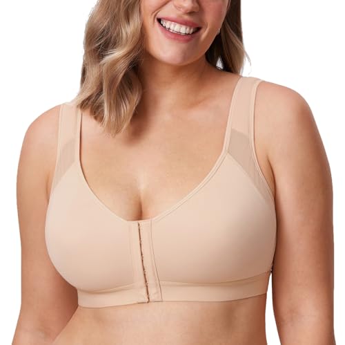 Image of DELIMIRA Women's Front Closure Posture Wireless Back Support Full Coverage Bra