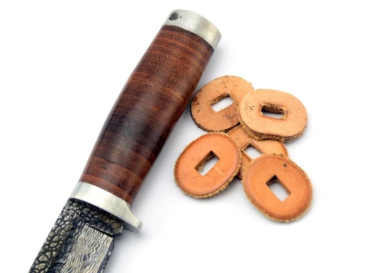 Echeson 20 Pieces Leather Knife Embryo Handle Spacers Knife Handle Hand Guard Spacer Gaskets Knife Handle DIY Accessories(Large)