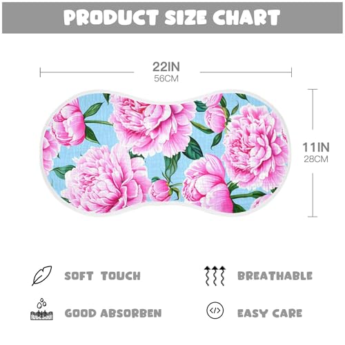 xigua Peonies Baby Burp Cloths for Newborn Boys and Girls 1 Pack, Soft & Absorbent Cotton Baby Burp Cloth, Baby Washcloths, Newborn Towel, Burp Rags4