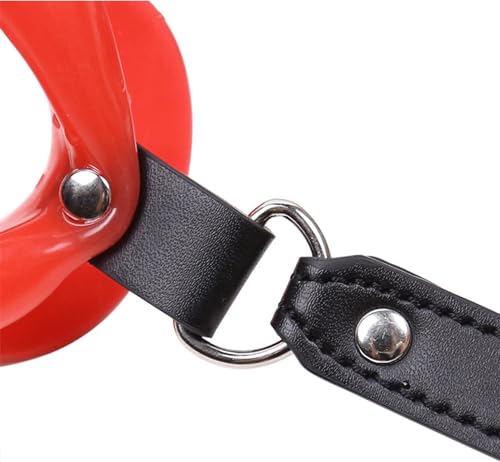 Image of Leather Restraints Ball Mouth Plug Silicone Bondage Ball Gag Open Mouth Gag Ball Gag Black Lips BDSM Toys Adjustable Strap Adult Toys Silicone Restraint Slave SM Game for Lover Couple (BO3)