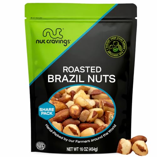 Image of NUT CRAVINGS - Brazil Nuts Roasted & Unsalted - No Shell, Whole (16oz - 1 LB) Packed Fresh in Resealable Bag - Healthy Protein Food Snack, Food Assortments