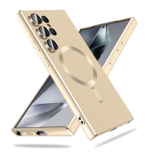 Image of DIZORO Samsung S25 Ultra Case, Compatible with Mag Safe Back Cover, Matte Luxury Metallic Luster Flexible TPU Wireless Charging Shockproof Case with Camera Protector (Metallic Silver)