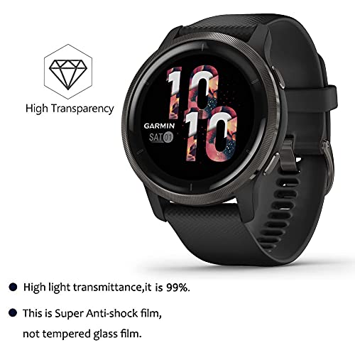 6 Pack Compatible with Garmin Venu 2 Screen Protector Film for Garmin Venu 2 Plus Smart Watch Screen Protectors Foils Screen Cover Crystal Clear HD Anti-Scratch Anti-Fingerprint