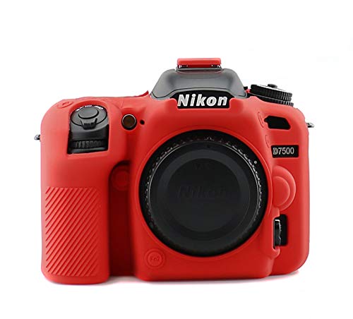 Custodia in silicone compatibile con Nikon D7500 CC2120b, Colore: rosso, Custodia per fotocamera