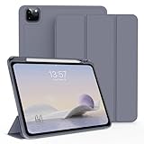 KenKe iPad Pro 11 ケース 第4/3/2世代 2022/2021/2020 iPad Pro 11インチ カバー 軽量 柔らかいシリコン TPU材質 ペン収納 iPad 保護カバー 第2世代Pencil充電対応 3段階折り畳み可 スタンド マグネット付き 自動スリープ機能 (ブルーグレー)