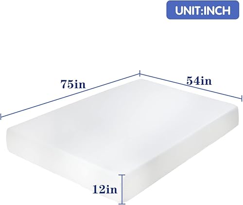 Miniatura 2 de Colchón de tamaño matrimonial, colchón de espuma viscoelástica de gel de 12 pulgadas para un sueño fresco y alivio de presión, colchón de sofá cama