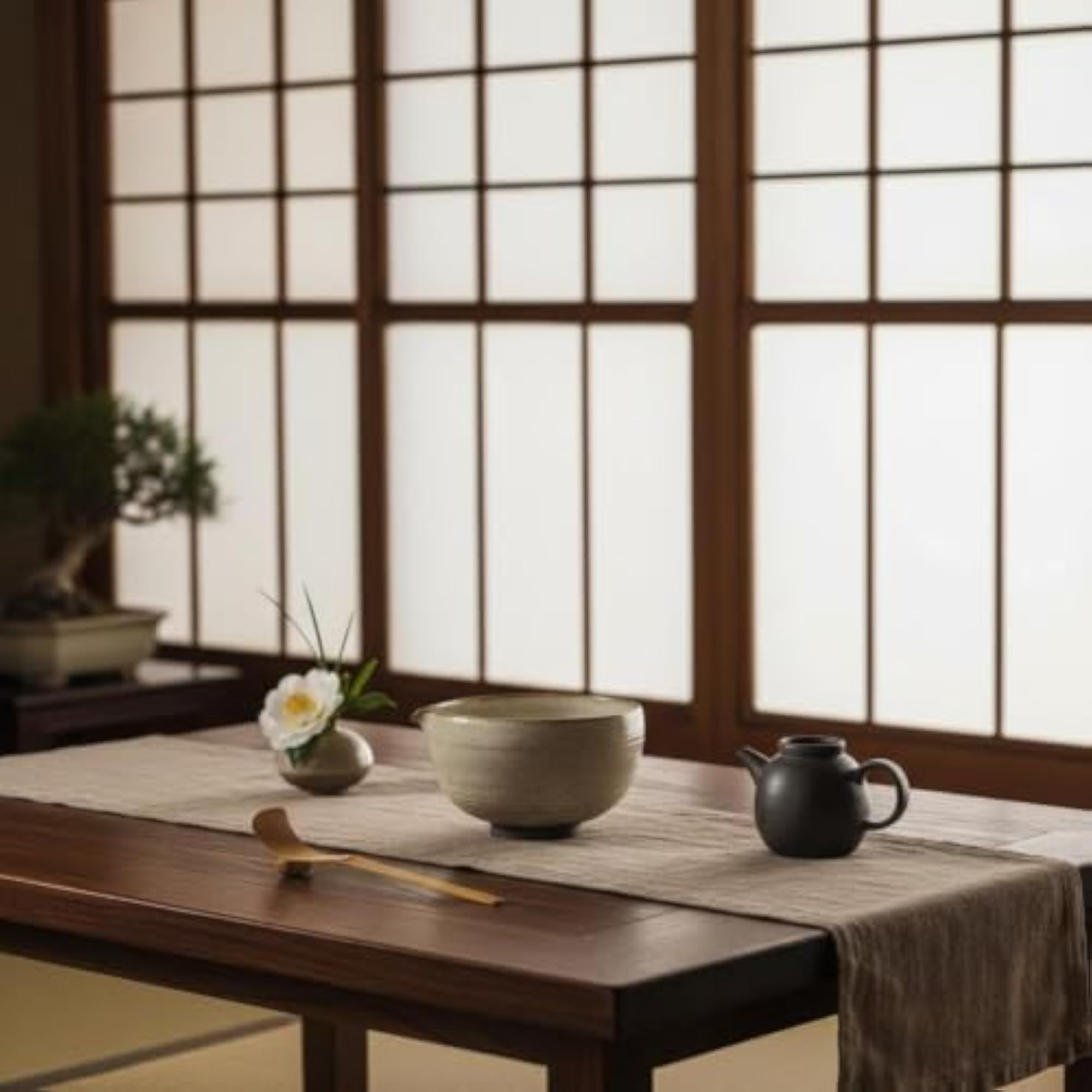 4 Pieces Kiln-Glazed Matcha Set, Coarse Pottery
