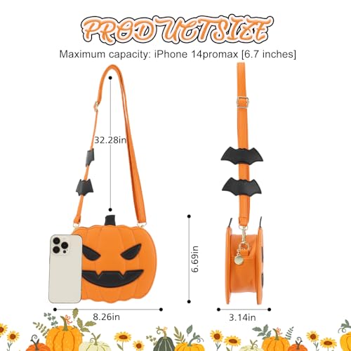 Novelty pumpkin wallet, Halloween pumpkin messenger bag, scary Halloween funny wallet handbag2