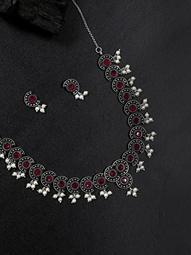 Gold-Plated Artificial Stone Studded Jewellery Set with Bead Drop
