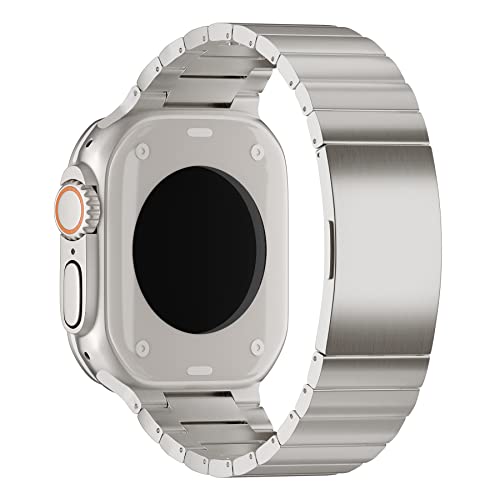LDFAS Compatible for Apple Watch Ultra 2 Band 49mm,Series 10 46mm Titanium Metal Strap with Hidden Buckle Compatible for Apple Watch 9/8 45mm Bands