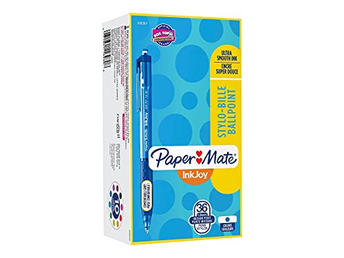 Stylos Paper Mate InkJoy 300RT bleus rétractables pour écrire sans douleur ni bavure