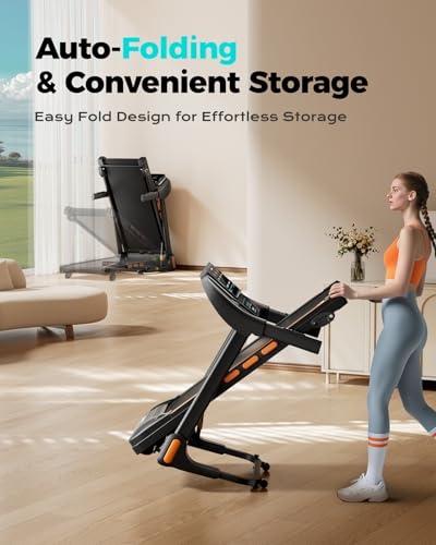 Image of LIJIUJIA Treadmills for Home, Folding Treadmill with 15% Auto Incline, 3.0HP Walking Pad Treadmill, 300 lbs Capacity, Max Speed 6.2 MPH, Bluetooth Speaker, Heart Rate Sensor, LED Display