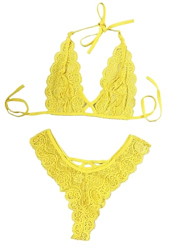 Image of Xs and Os Women Cross Style Lace Bra Panty Lingerie Set