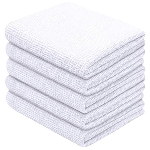 Pack of 10 Classic Waffle Weave Kitchen Tea Towels - Absorbent and Quick Dry - Professional Grade and Durable- High Density Weave, Thick Construction(220 GSM) - Lint Free - Bar, Catering, Restaurant Cloth- 50 x 70 cm Cover