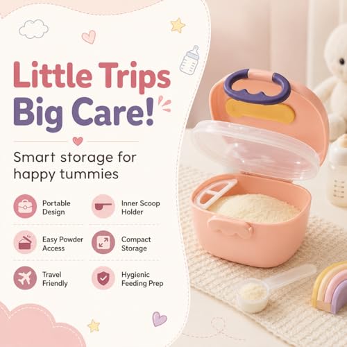 Image of Uonibaby by StarAndDaisy Formula Milk Container for Baby Milk Powder Container with Scoop Holder, Portable Formula Dispense, Airtight First Feed Baby Food Storage Container /Box for Travel (Pink)