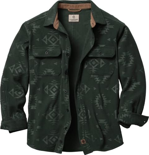 Legendary Whitetails Mens Long Sleeve Fleece Button Up Shirt, Forest Embossed, LT