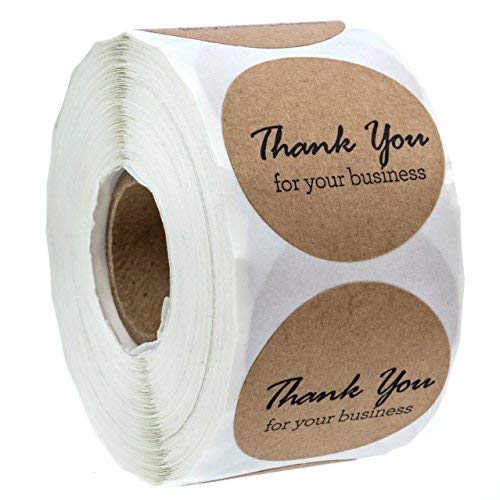 1.5" Round Kraft Thank You For Your Business Stickers/500 Labels Per Roll #TOP24
