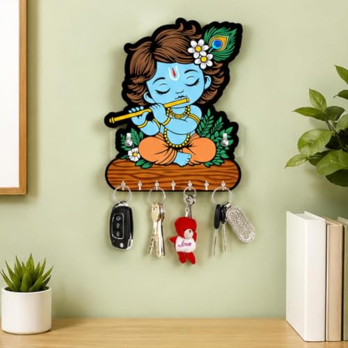 Image of Webelkart Premium Cute Krishna Key Holder for Home /Office Decor /Key Hanger for Wall Decor,Decorative Item for Home (Multi Krishna)