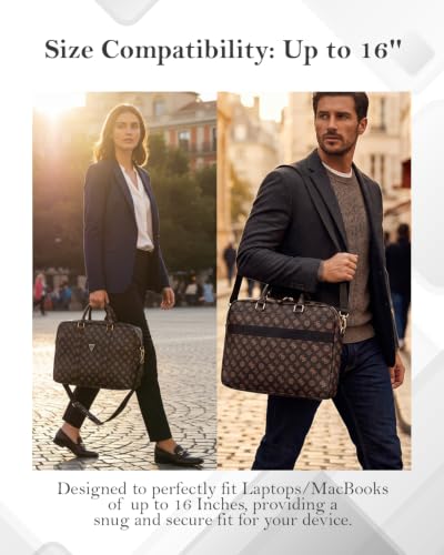 Image of CG MOBILE GUESS 15-Inch Laptop Messenger Bag [Official Licensed], PU Leather with 4G Print, Zipper Handle, Strap & Triangle Logo, Protective Laptop /MacBook Carrying & Crossbody Bag