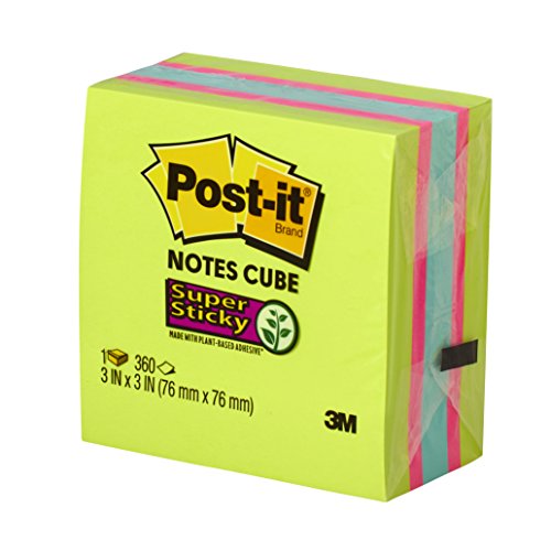 ポストイット 付箋 強粘着 超徳用 ノート キューブ マルチカラー 75×75mm 360枚 2027-SSGFA-AM