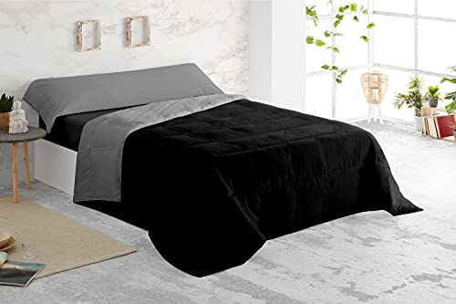 Vipalia Edredon Nordico Cama 90 para Otoño y Invierno. Compatible con Funda Nordica. Relleno Microfibra Tacto Pluma Ligero Reversible Cálido. Relleno 250 gr. Color Negro/Gris