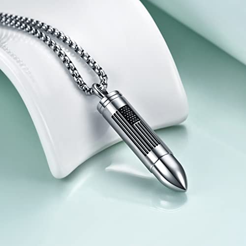 Rnivida American Flag Urn Necklaces For Ashes, Stainless Steel Urn Pendant For Human Pet  Ashes, Memorial Cremation Jewelry For Men #TOP1