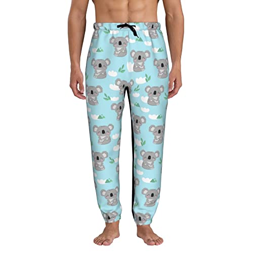 Oaieltj Cute Koala Bear - Pantalones deportivos con cordón para hombre, ligeros, con bolsillos, Negro, L