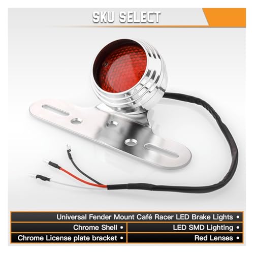 Feu arrière de moto LED universel avec support de plaque d'immatriculation noir - 7