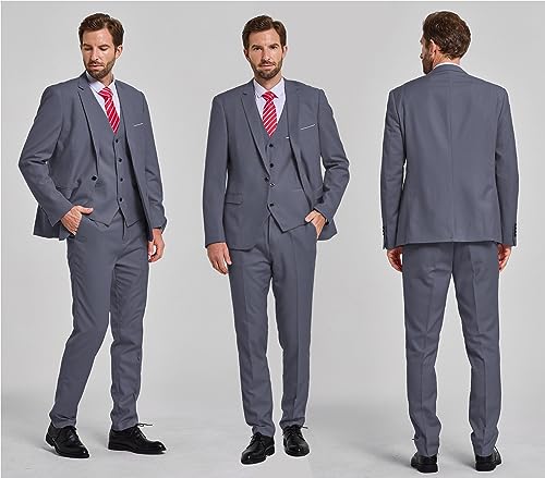 Hihawk Terno masculino de 3 peças com tecido elástico, conjunto de blazer de um botão de ajuste just